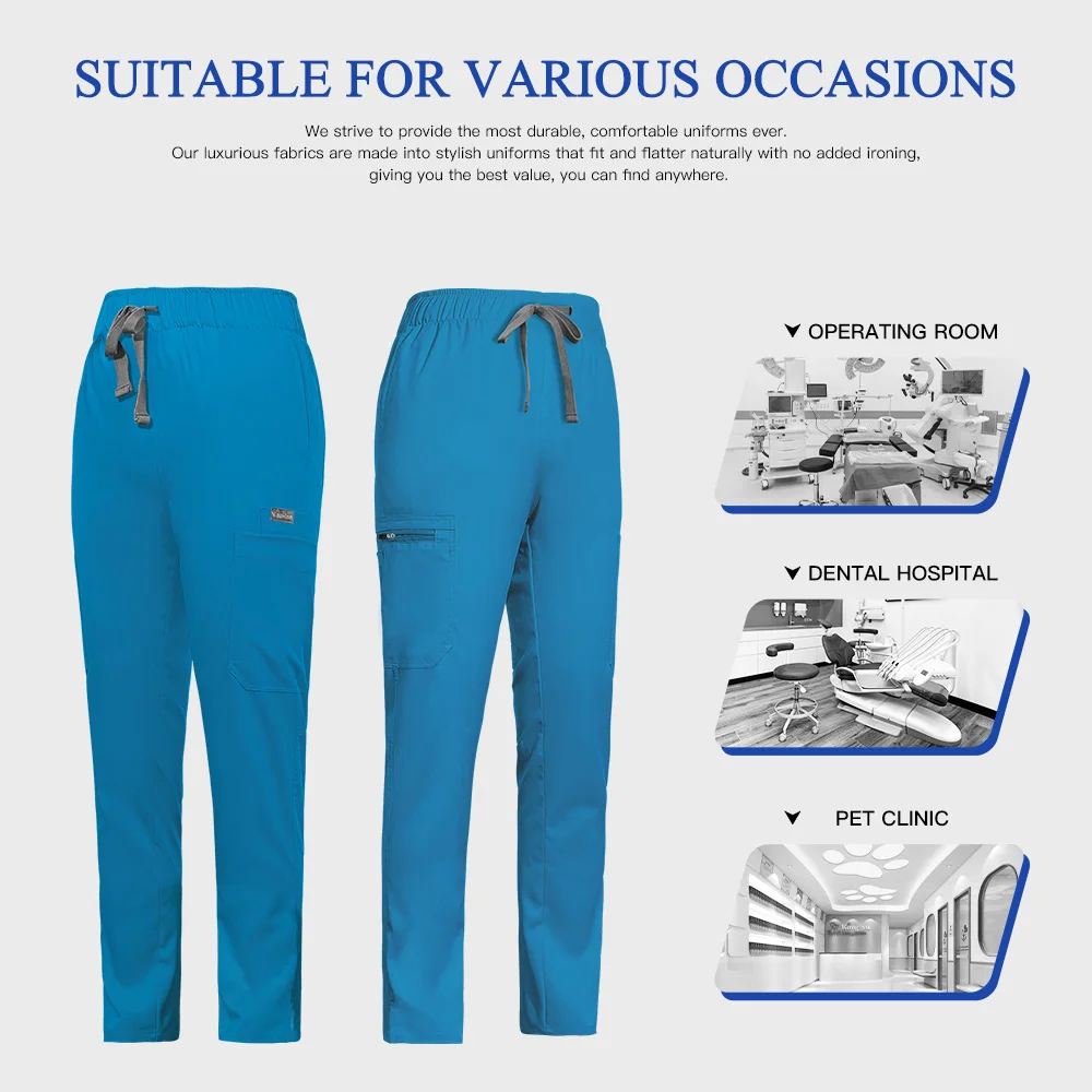Multicolour Pet Nurse Pant Hospital Medical Work Clothes Doctor Nursing Bottoms Dental Clinic Pockets Pants Pharmacist Work Pant