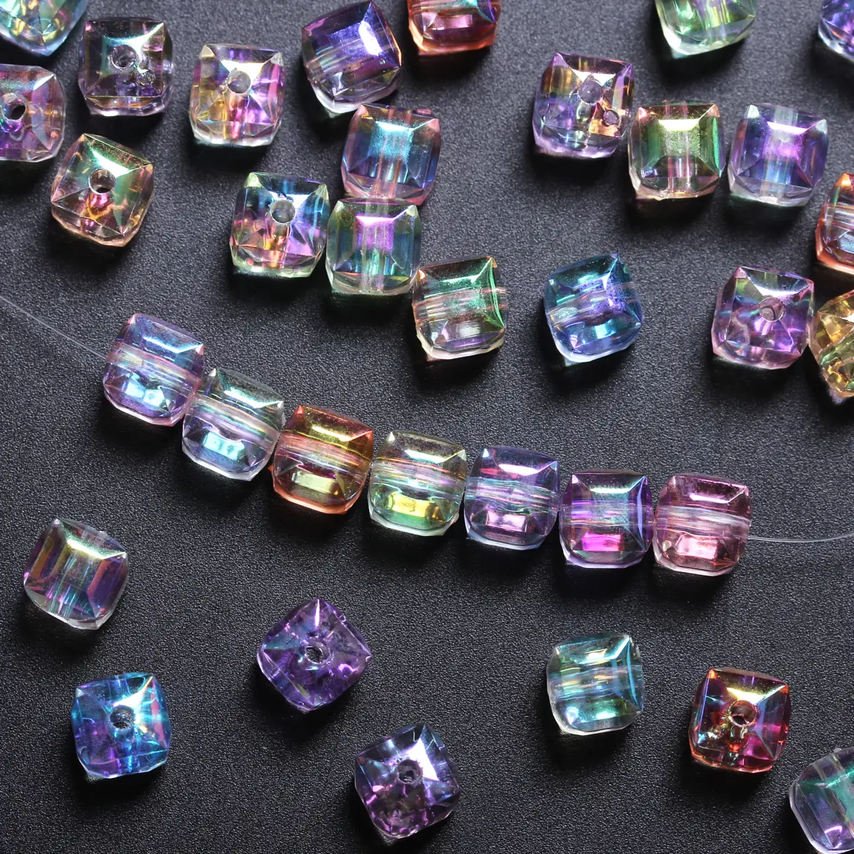 20pcs/bag Resin Czech Crystal Cube Faceted Beads 8mm Rondelle Spacer Bead Jewelry Making Supply for DIY Beading