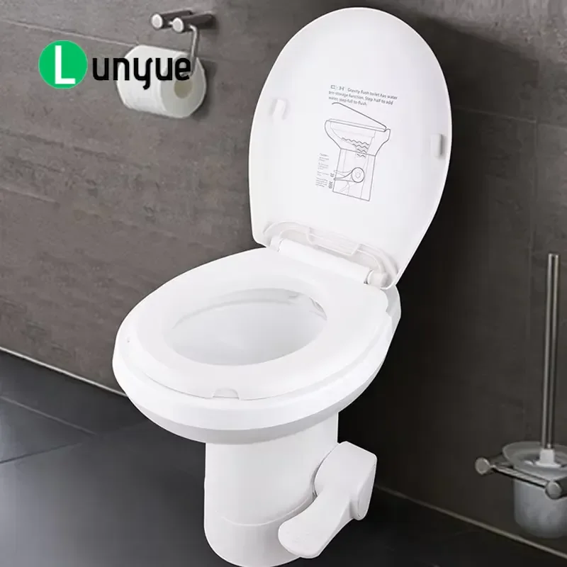 Portable Foot Operated Double Flush Camping Toilet with Concealed Tank for RV Outdoor Floor Mount Bathroom Use