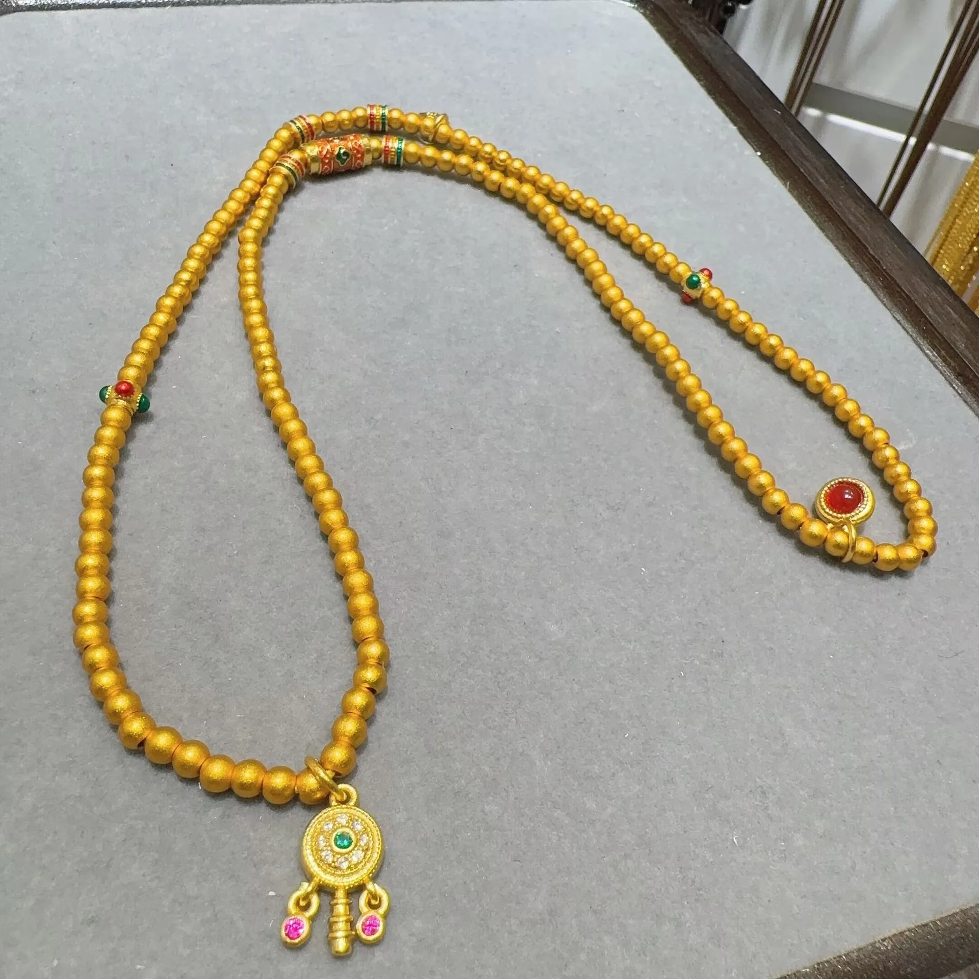 

Authentic Plating Strong Color Retention Ancient Method Gold Rattle Beaded Pendant New Chinese China Chic Style Court Girls Gif