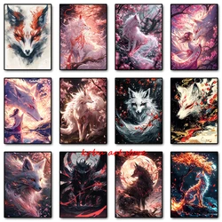 Japanese Fantasy Mythical Creature Kitsune Fox Anime Poster Print Canvas Painting Wall Art Picture for Living Room Home Decor