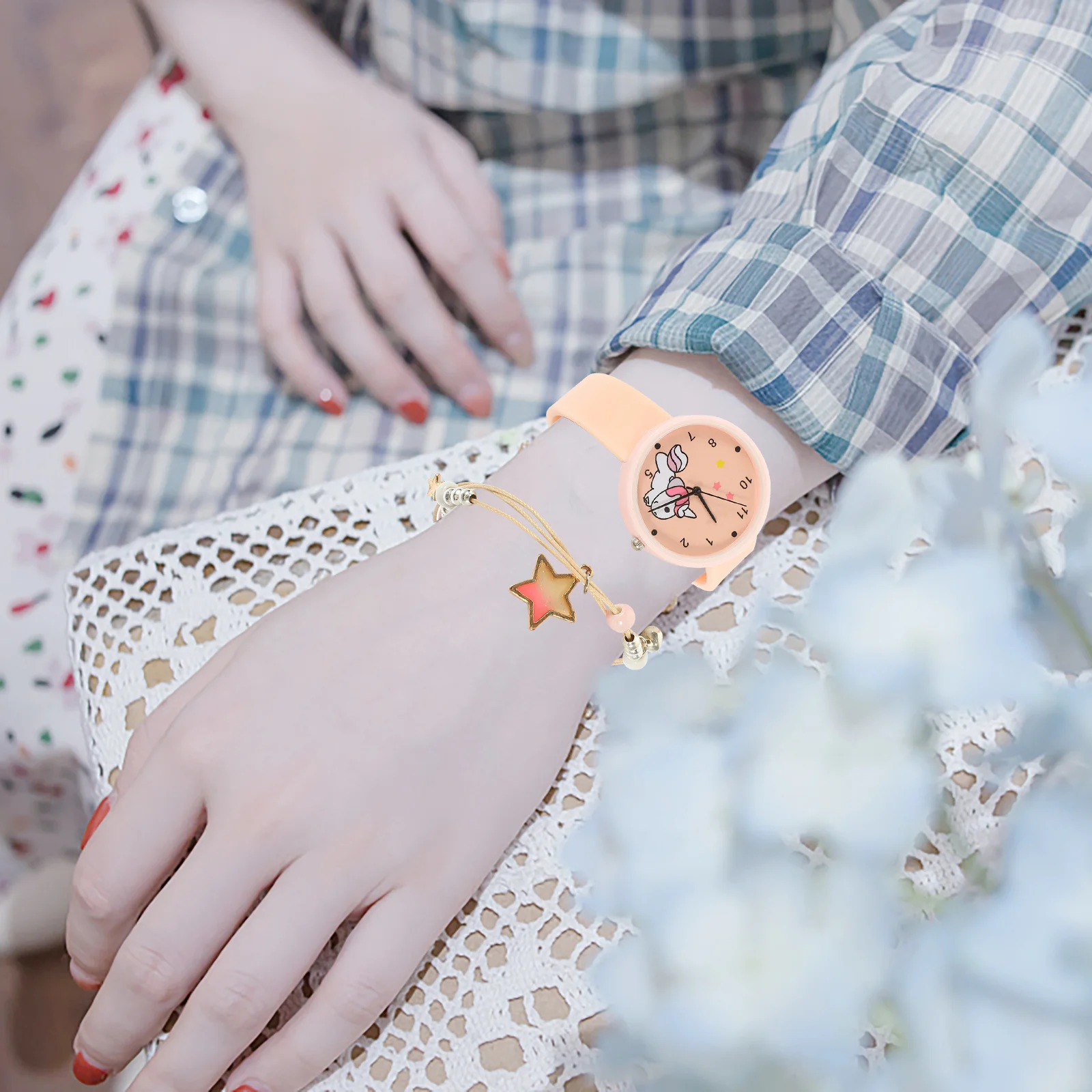 1 set Unicorn Watch Lightweight Cartoon Wristwatch For Time Learning Adjustable Band Gift For Students