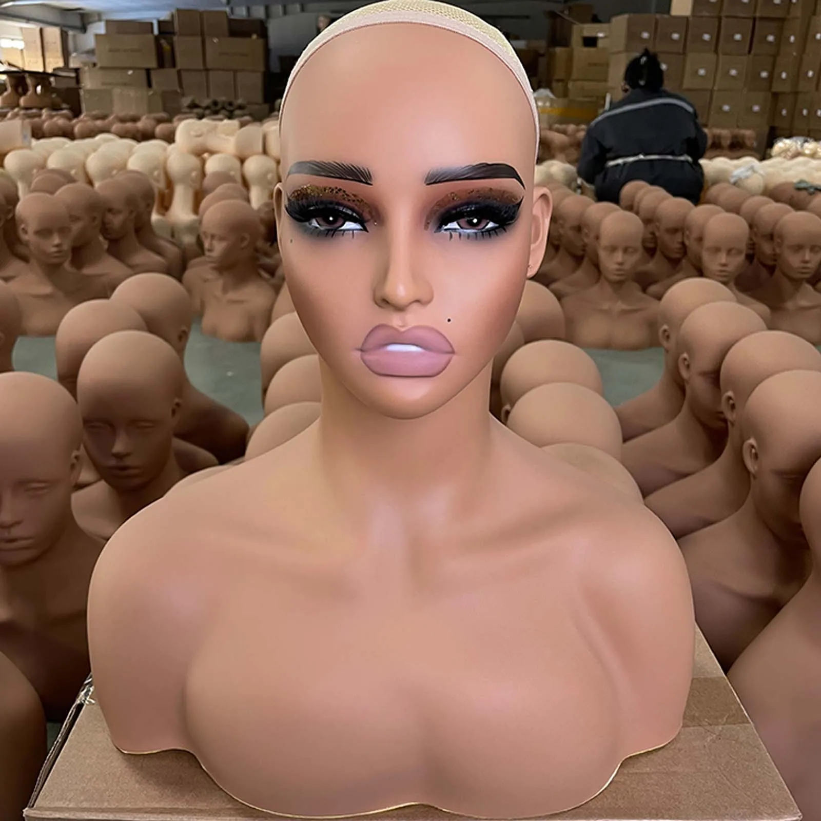 

1PC USA Warehouse Free Shipping Realistic Half-body Mannequin Head With Shoulders European American Display Model