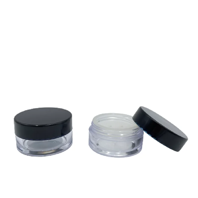 30pcs Plastic Loose Powder Jar with Sifter Black Lid 5g 10g 20g 30g Cosmetic Compact Blush Highlighter Loose Powder Containers