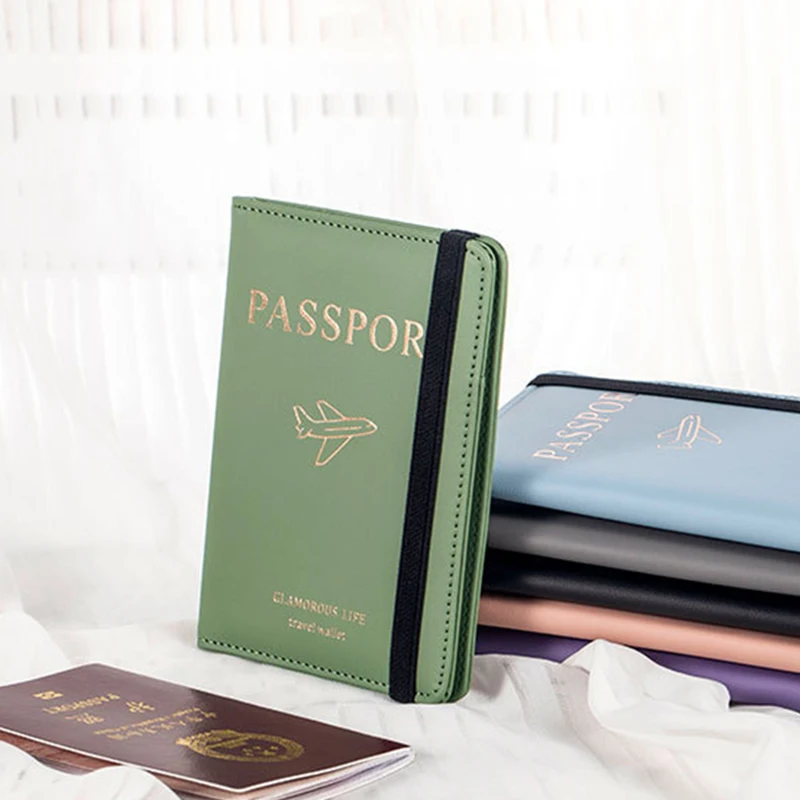 Portefeuille de couverture de passeport avec gravure de nom, portefeuille de voyage, étui RFID, porte-cartes, clip de passeport multifonctionnel, mode