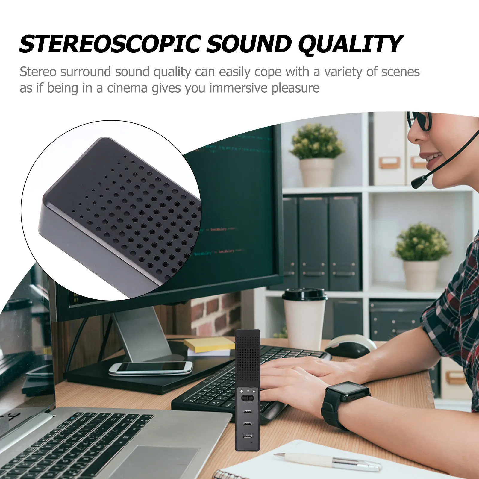 

1Pc Mini USB Microphone Speaker Pc Audio 3 USB Interface Portable Laptop Office Home Stereo Sound