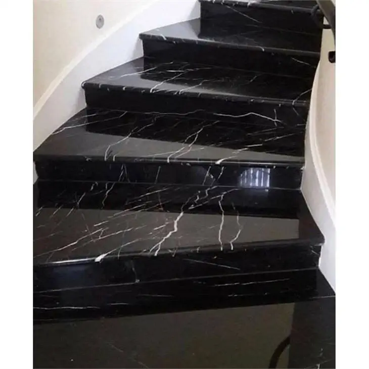 التخصيص تصميم جديد سلالم الرخام المصقول خطوات الرخام الأسود مع الملمس الصلب