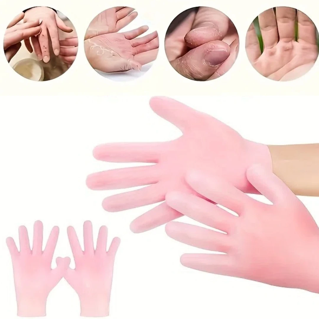 مجموعة جوارب مرطبة من السيليكون مكونة من 4 قطع، زوج واحد من القفازات وزوج واحد من أغطية القدم، جوارب سبا قابلة لإعادة الاستخدام لتنعيم القدمين واليدين