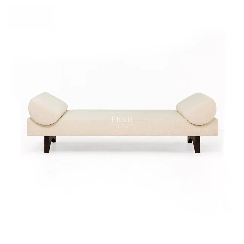 Customizable upholstered bedside stools with solid wood legs for bedrooms, living rooms, and entrances