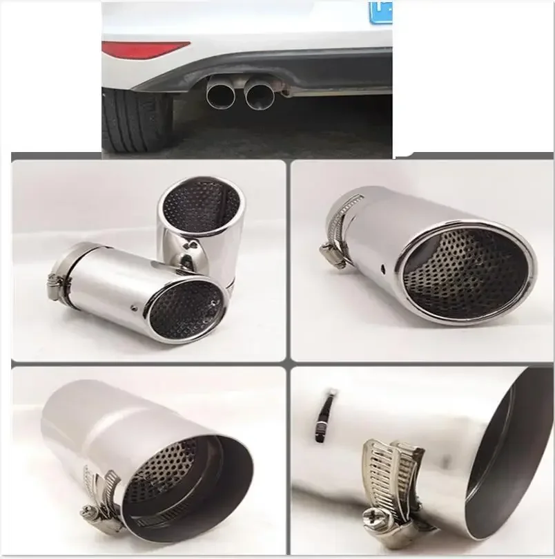 

76mm Muffler Buckle Car Exhaust Tip Pipe For Volkswagen CC Audi- A3 A4 Stainless Steel Tail Throat Decorative Accessories Tiguan
