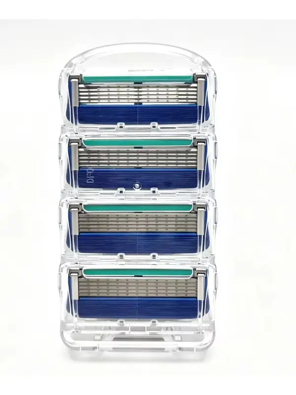 6 Layer Men Razor Refill Blades Blue 2 Boxes, 6CR13 Stainless Steel Shaving Replacement Cartridges