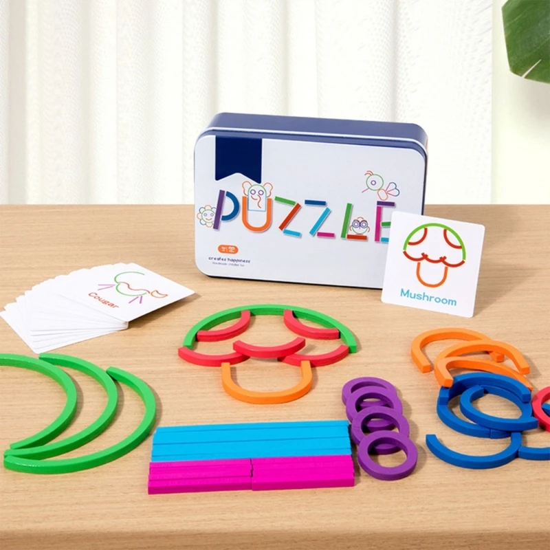 Giocattolo puzzle sensoriale in legno per bambini Arcobaleno Puzzle Giocattolo educativo Forma Colore Gioco abbinamento