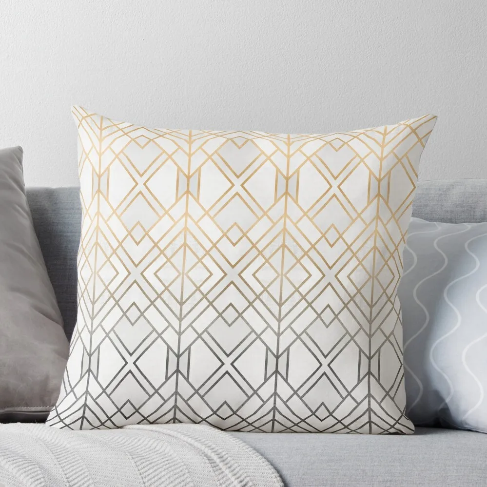 

Gold And Grey Geo Throw Pillow Pillow Case Christmas Pillow Cover christmas case luxury home accessories