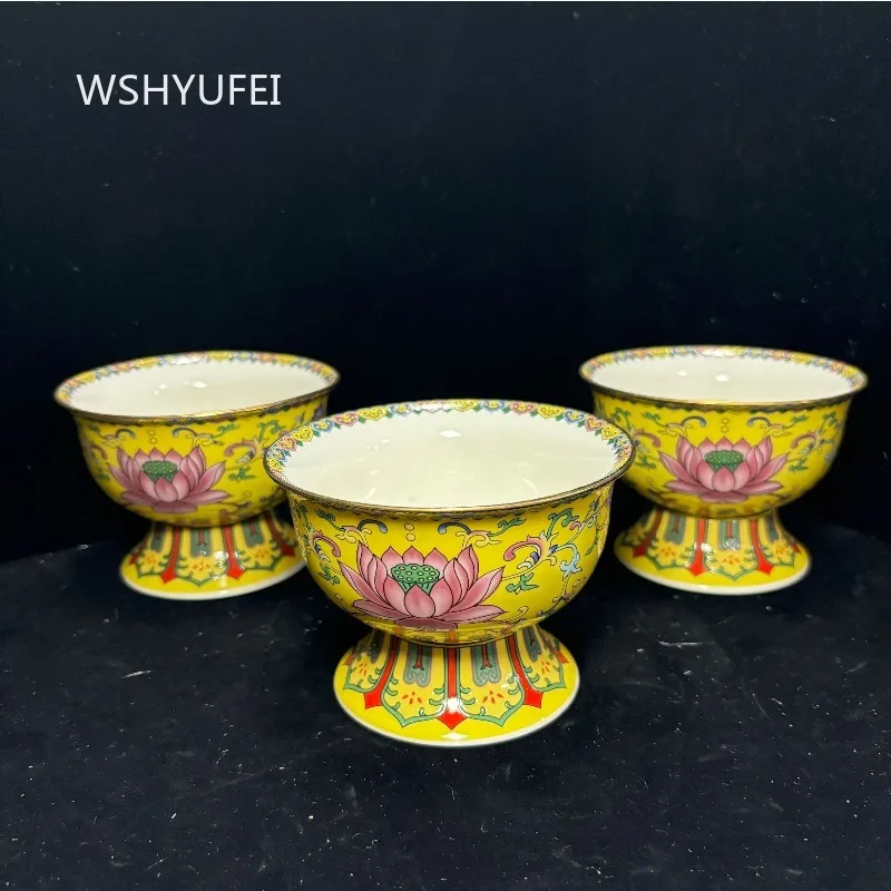 1pc Chinese Ceramics High Bowl Buddha Hall Ornaments Home Creativity Snack Storage Bowl Traditional Buddhist Worship Supplies