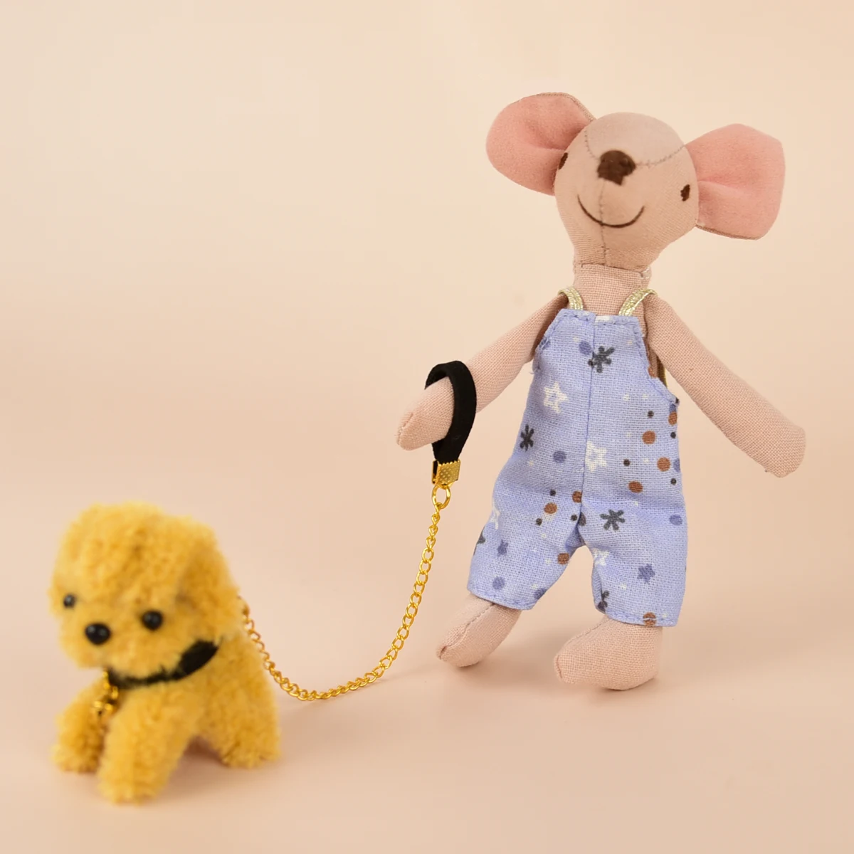 H-13Cm Play House Toy with Changeable Mouse with Blue Overalls and Suspender Skirt Suitable for Bjd Ob11 Maileg Toy House Ornaments Children's Day Gift Birthday Gift