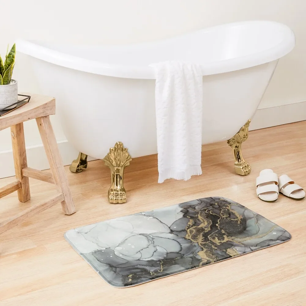 

Black and Gold Marble Storm Bath Mat Bathroom And Shower Products Bathroom Utensils Mat