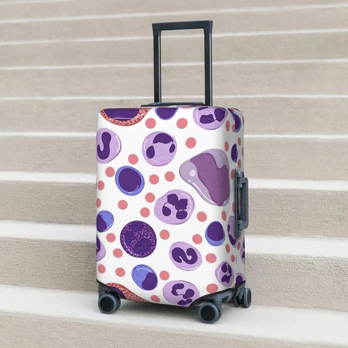 

Large White Blood Cell Pattern Suitcase Cover Protection Elastic Trip Luggage Protector Covers for 18-32 Inch