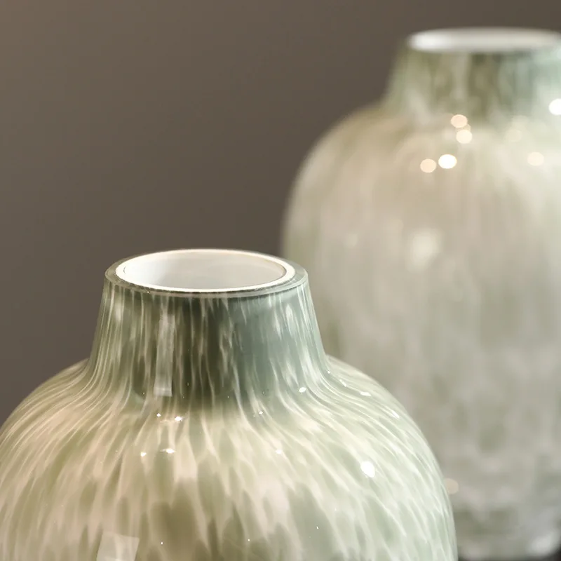 منتصف العمر عالية القدم شكل فني الخزف الأبيض مزهرية زجاجية ملونة تشكيلة زهور نمط الوسابي B & B غرفة المعيشة #4