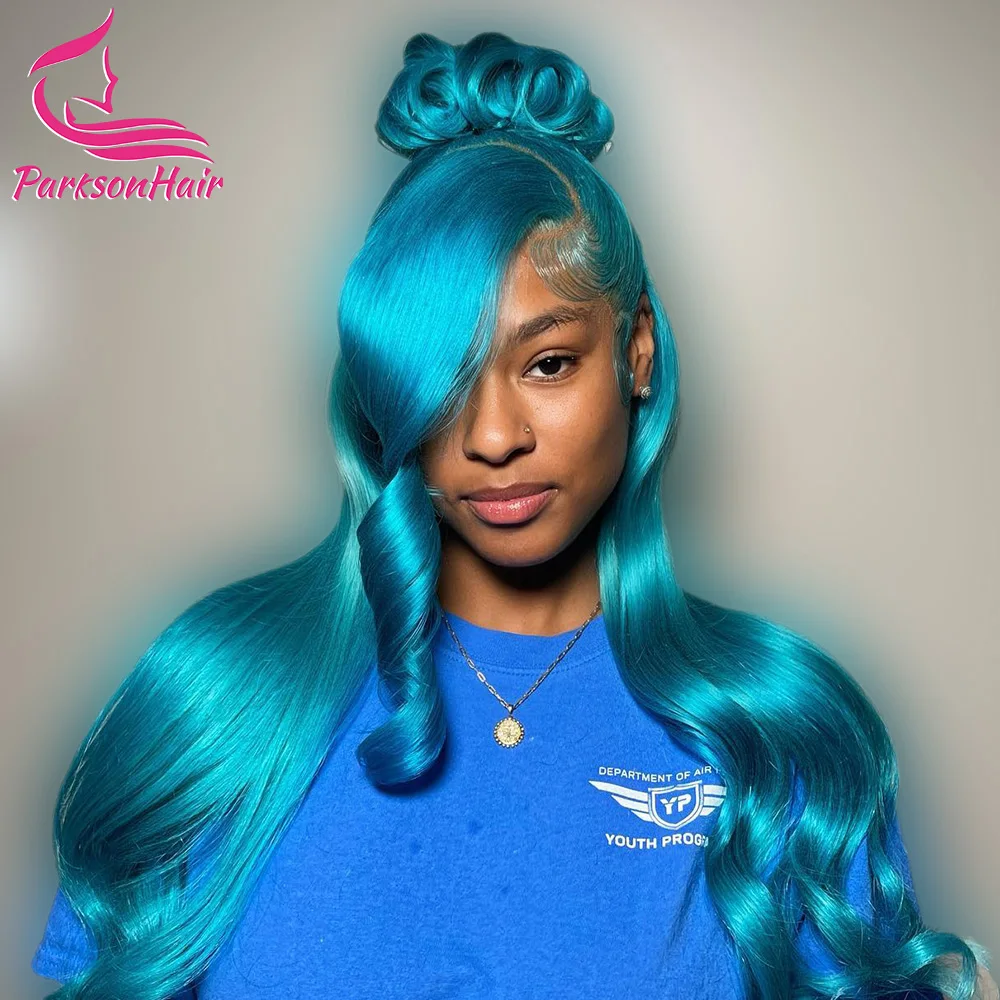 Blue 613 Colored 13x6 HD Transparent Lace Frontal Wigs Human Hair Wig  For Black Women Brazilian Remy Hair Full Lace Wigs 250