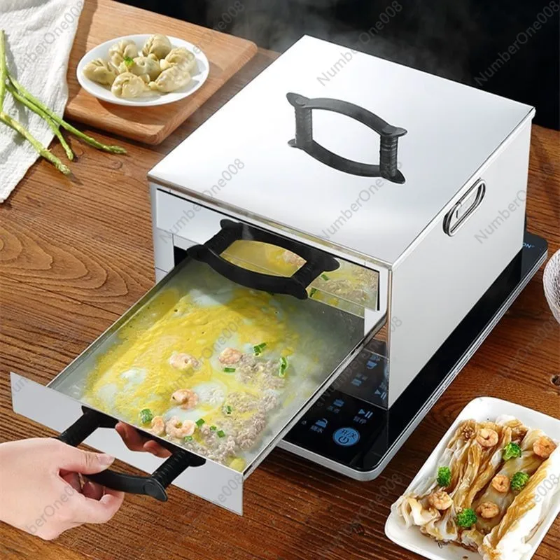 Commercial Rice Noodle Steamer Stainless Steel  Portable Cheong Fun Maker for Home Kitchen Street Food