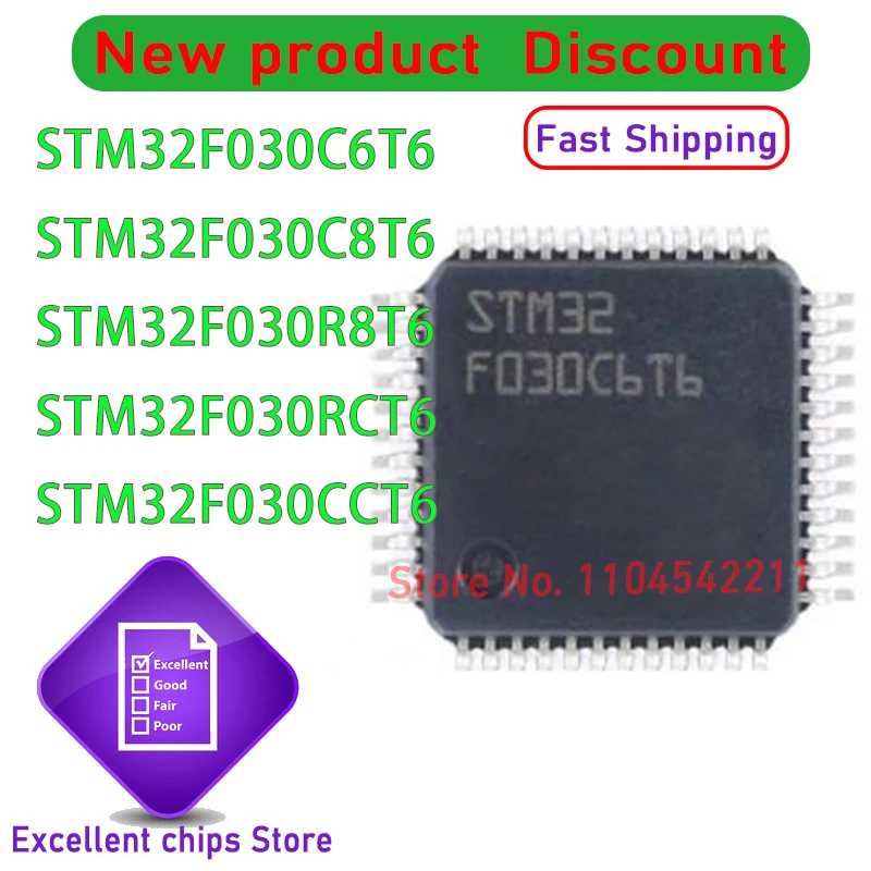 STM32F030R8T6 STM32F030RCT6 STM32F030C6T6 STM32F030C8T6 STM32F030CCT6 QFP 100% Brand 10pcs/lot