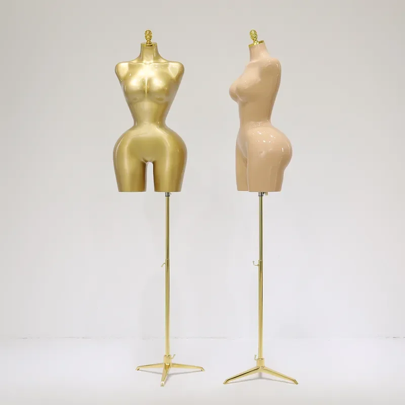 for European and American large size model props women clothing half body store window fake human body extra large gold