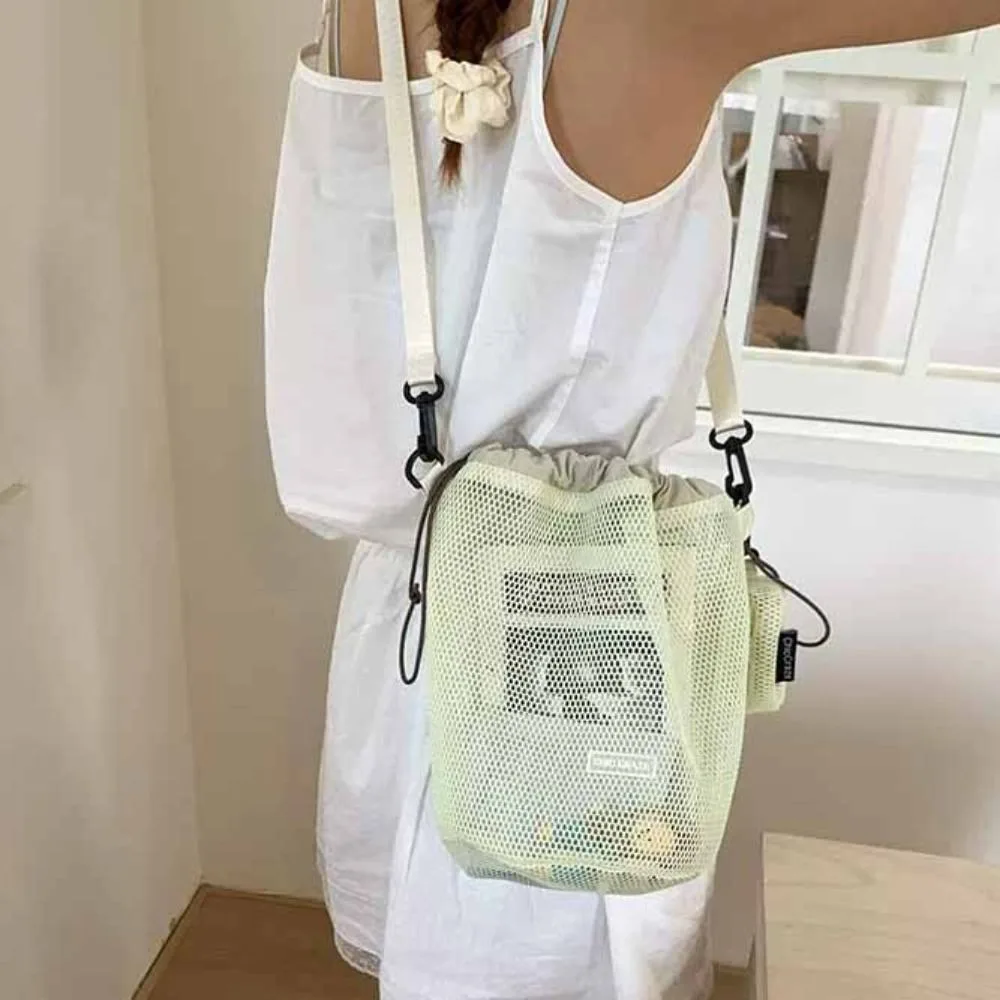 

Модная сумка-ведро в корейском стиле на шнурке, прозрачная сетчатая сумка через плечо, кошелек, сумка для телефона, женская