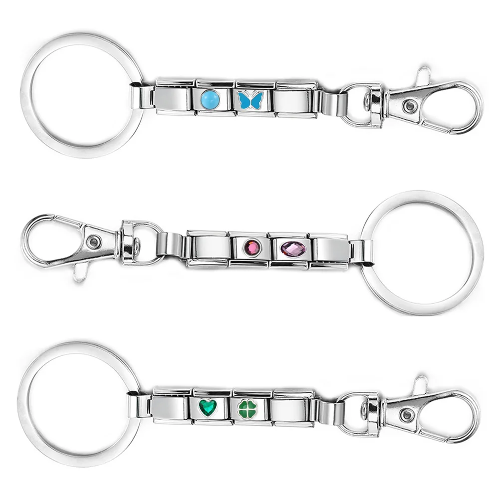 Simple Silver Color Women Men Key Chain Removable Italian Charm Link Making DIY Fashion Accessory Gifts
