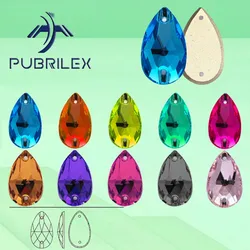 PUBRILEX Wholesale Glass K9 Drop Edges with Chamfers Crystal Glitter Sew On Rhinestones For DIY Garment Dress Clothes