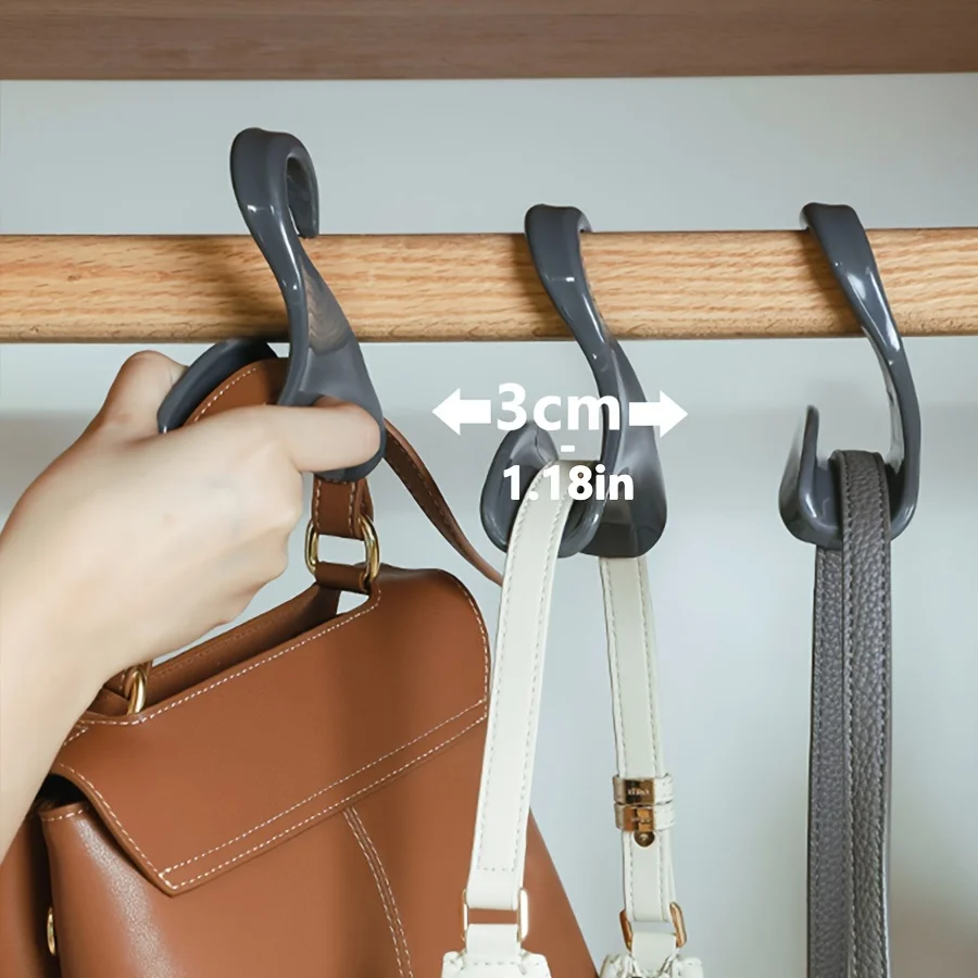 Bag Hanger Hook for Closet Rod Plastic Handbag Hanger Purse Holder Wardrobe Organizer Hats Scarves Backpacks No Drilling view 4