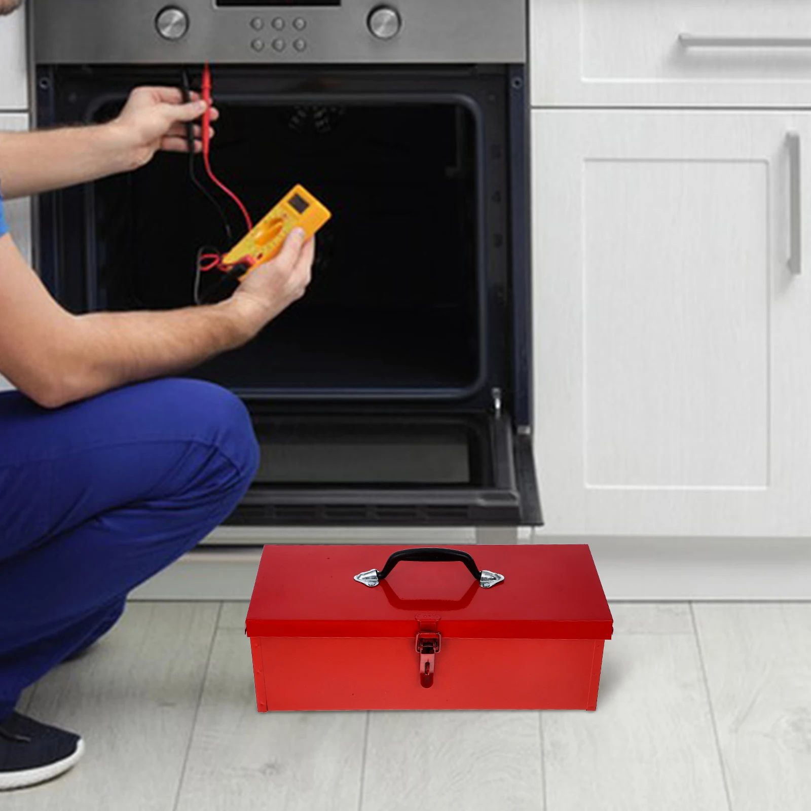 

Toolbox Storage Small Red Metal Tools Portable Iron Sheet Case Durable Shock Resistant Large Capacity Household Tool Box Storage