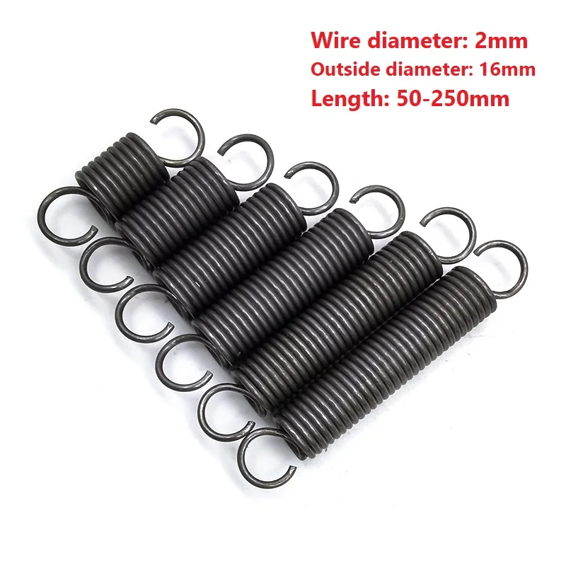 Wire Dia 2mm Outer Dia 16mm Length 50mm - 250mm Springs Steel For DIY Tool Extension Tension Expansion Spring