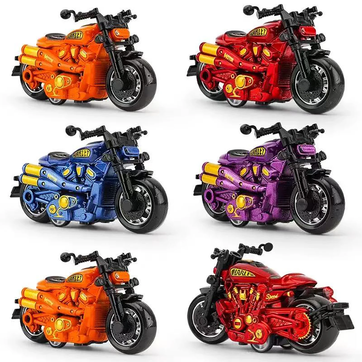 1Pcs interactive Pull back motorcycle toy - Extreme detail imitation, exquisite holiday gift. It can also be collected and displ
