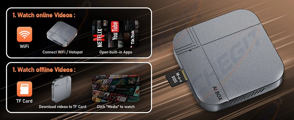 Smart AI Box Android14 4G+64G/2G+32G Kabelloses CarPlay Android Auto TV-Box für YouTube Netflix für VW Nissan Toyota Hyundai Ford – Detail 13