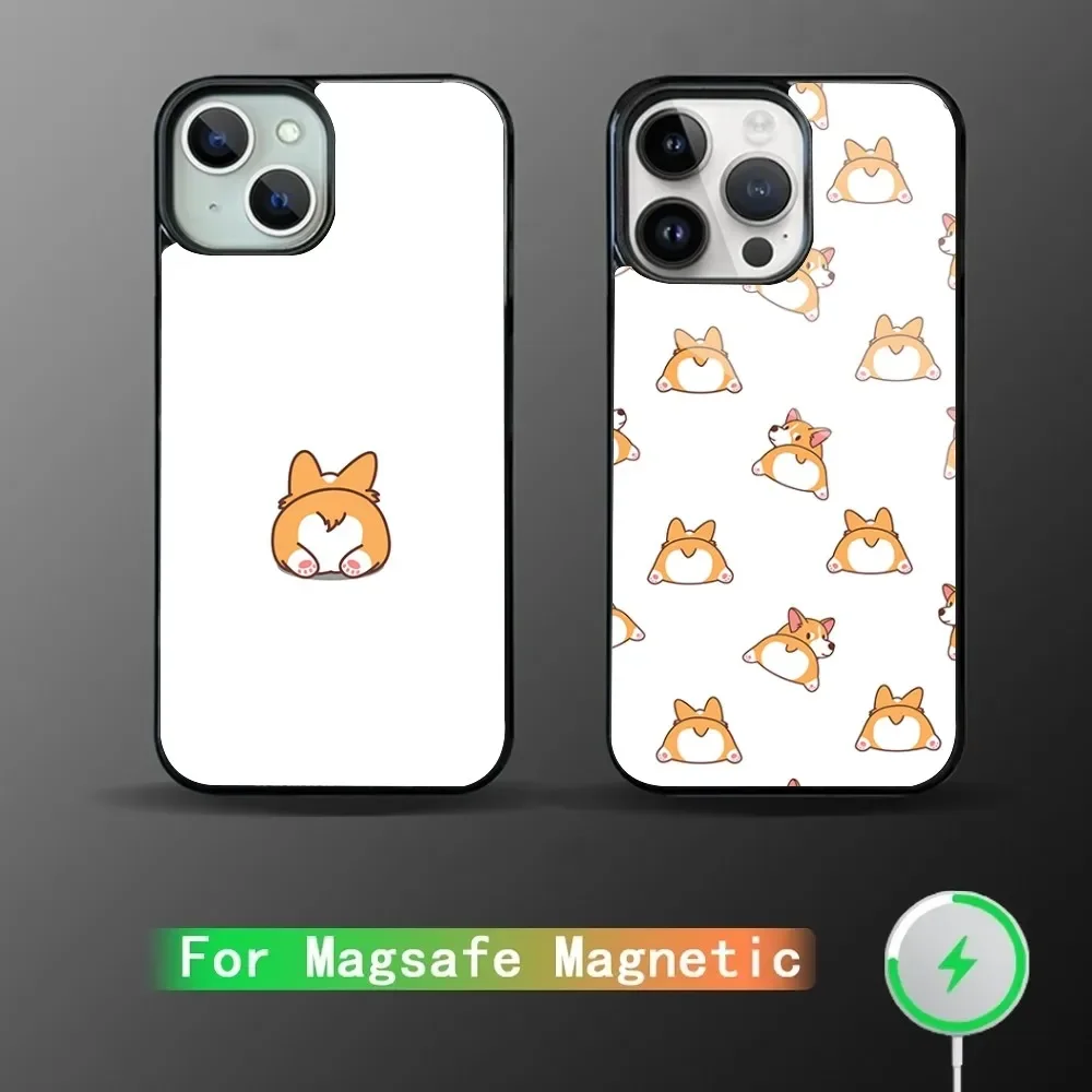 Cute Corgi Butt Animal Puppy Phone Case For IPhone 15 14 13 Pro Max 11 12 Mini Alex Mirror For Magsafe Wireless Charging Cover