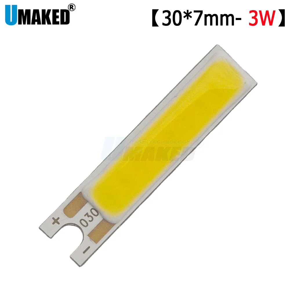 10pcs 3W 30x7mm LED Desk Chip COB Light SMD 9-12V Light Beads White aluminum PCB plate COB diy bulb outdoor Desk table lamp