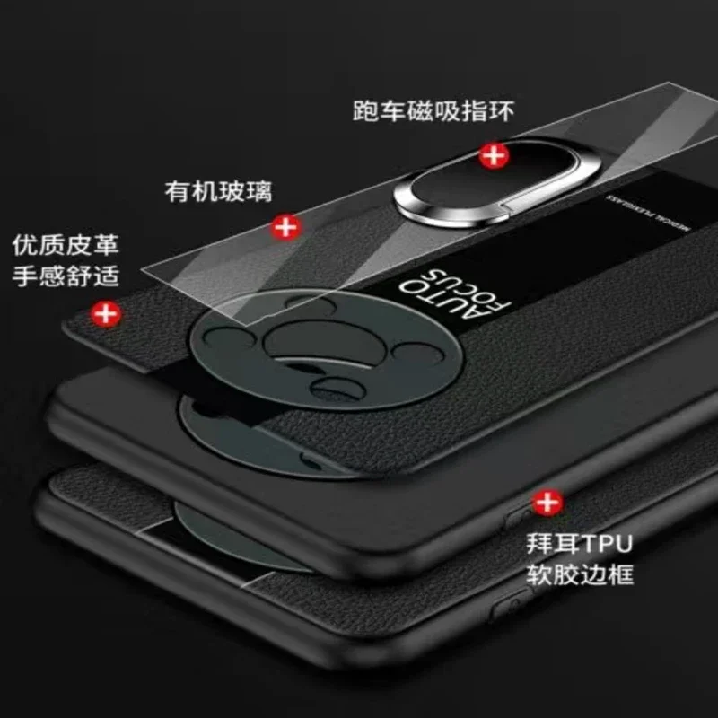 For Huawei Nova Y90 Case Magnetic Holder Phone Cover For Huawei Nova Y90 Stylish Luxury Leather Shell Silicone Shockproof Bumper