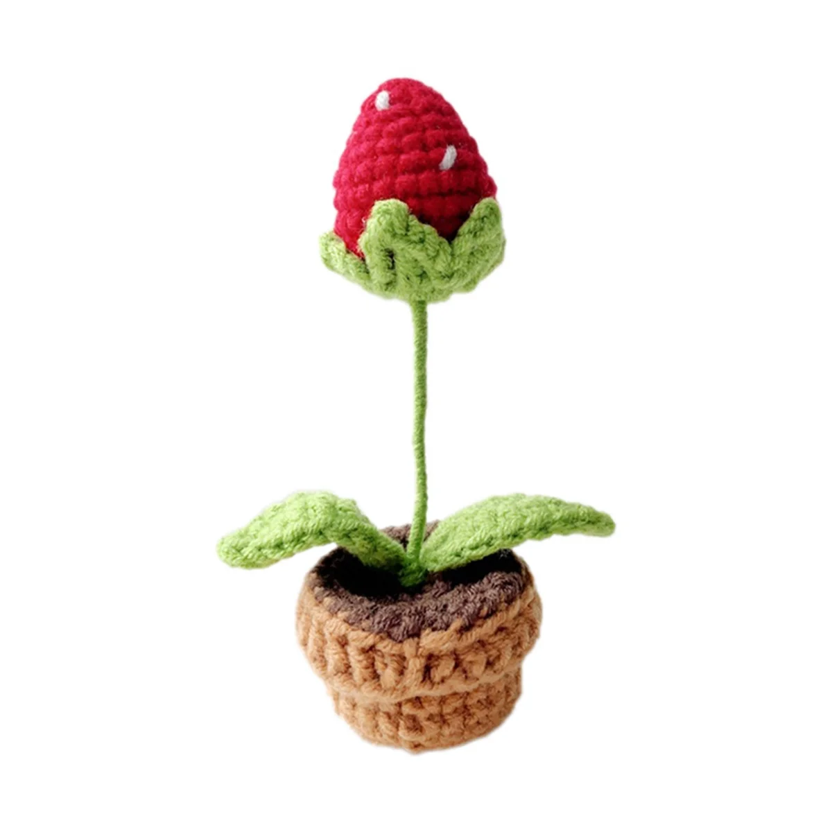 C Hand-Knitted Flowers Potted Crochet Artificial Plants Finished Woven Gift