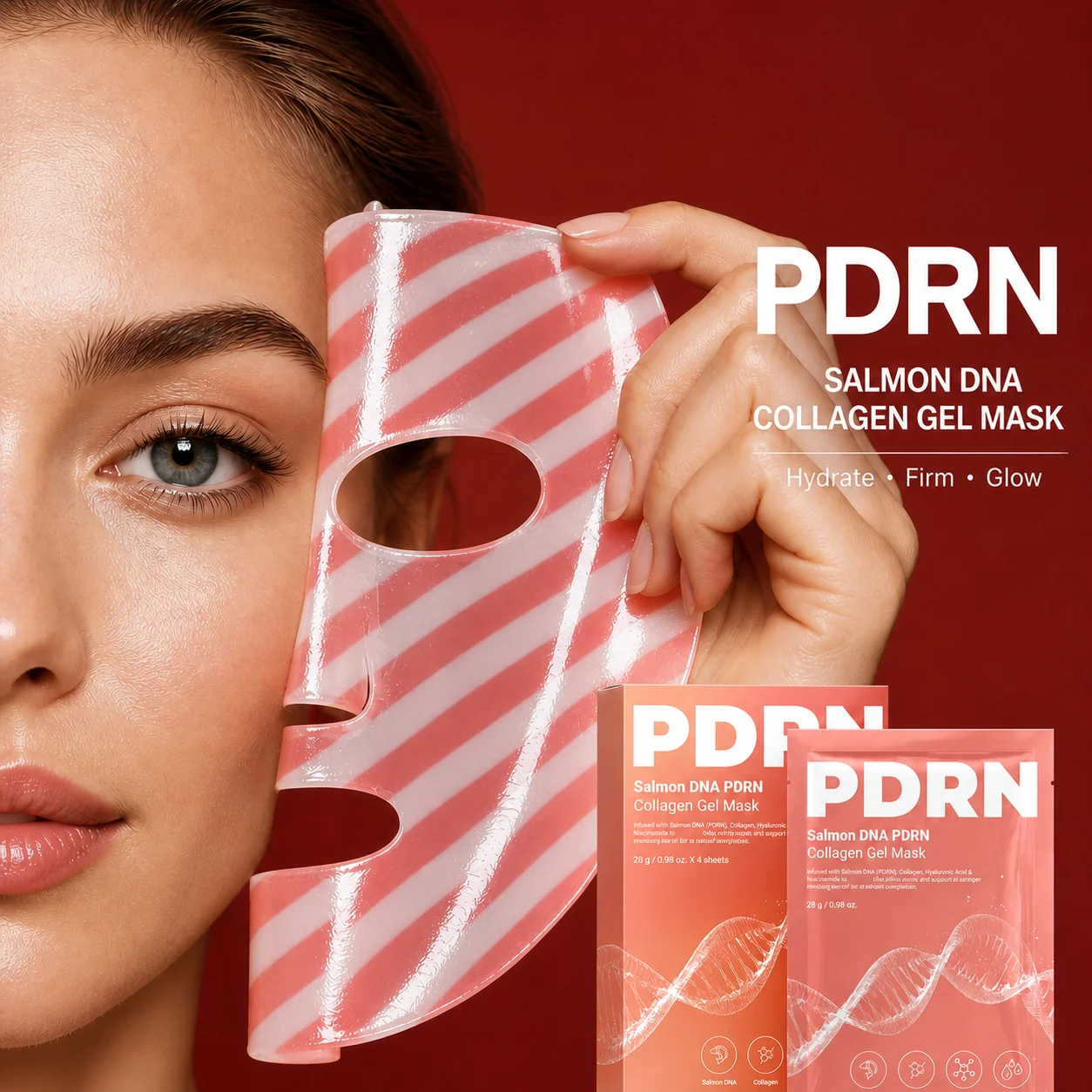 Salmon DNA PDRN Collagen Gel Facial Mask Hydrating Moisturizing Hyaluronic Acid Pore Refining Repair Brightening Skin Care