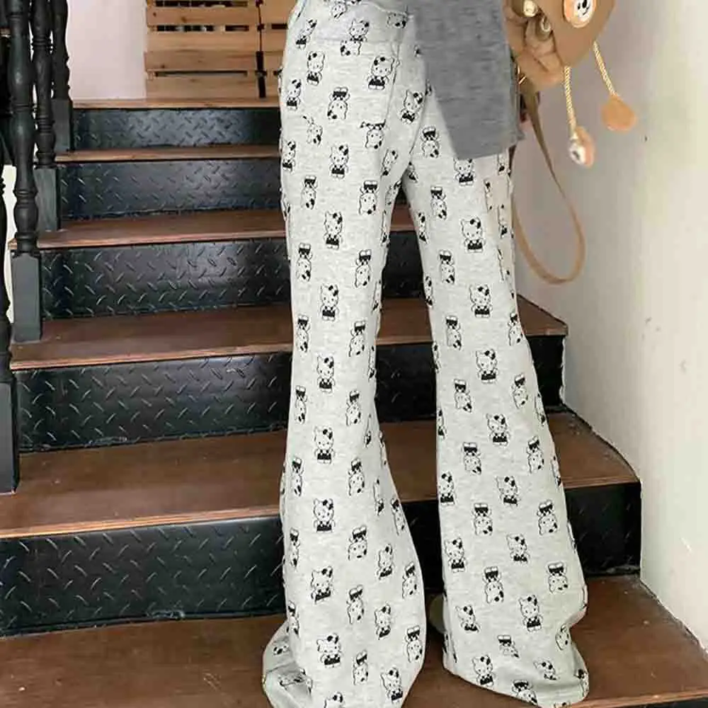 Sanrio Hello Kitty Pants Y2K Kawaii Cartoon Women Fashion Sweatpants Spring Autumn High Waist Baggy Casual Wide Leg Trousers New - view 5