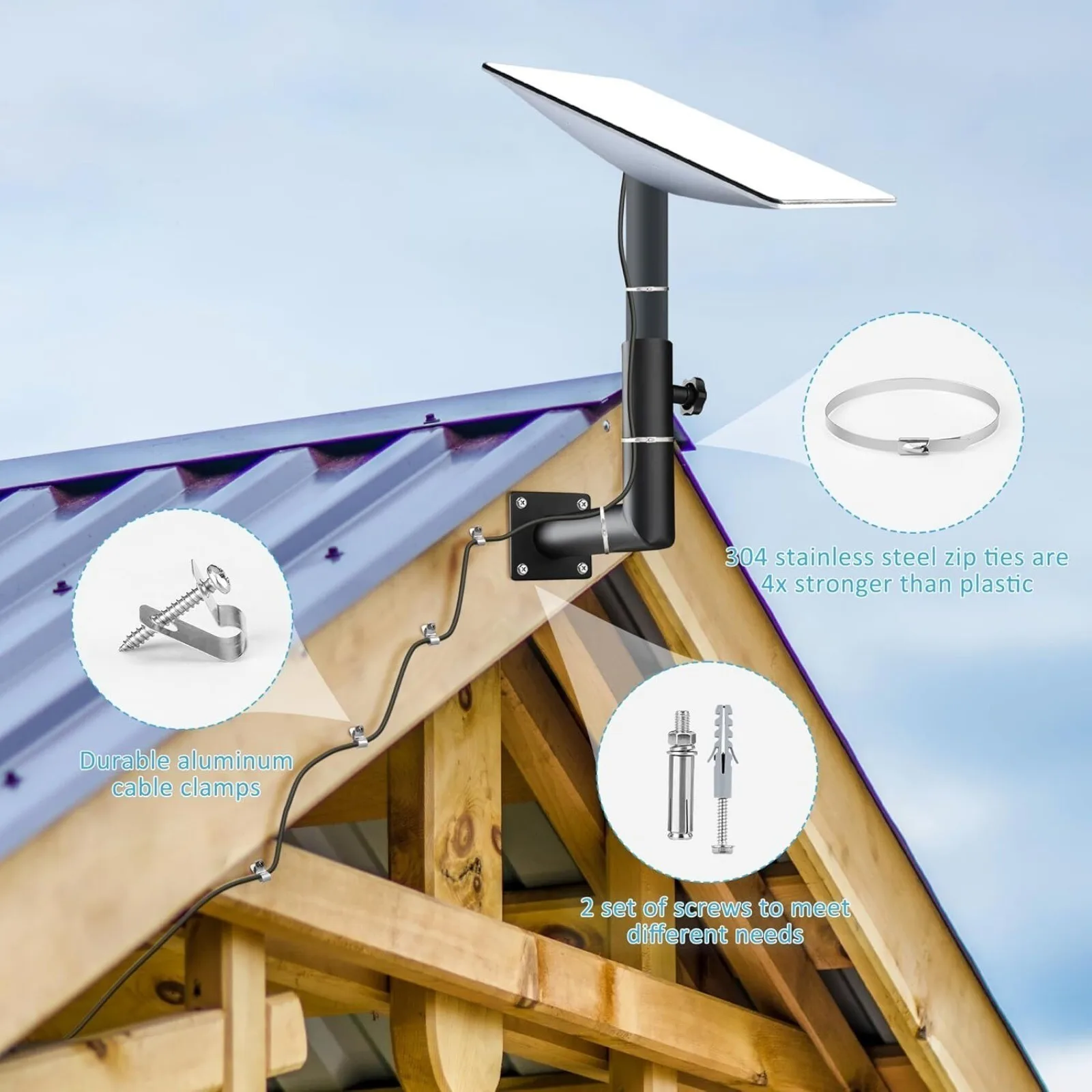 Heavy Duty Roof Mount Kit for Starlink Gen 2 Satellite Bracket Adjustable Black