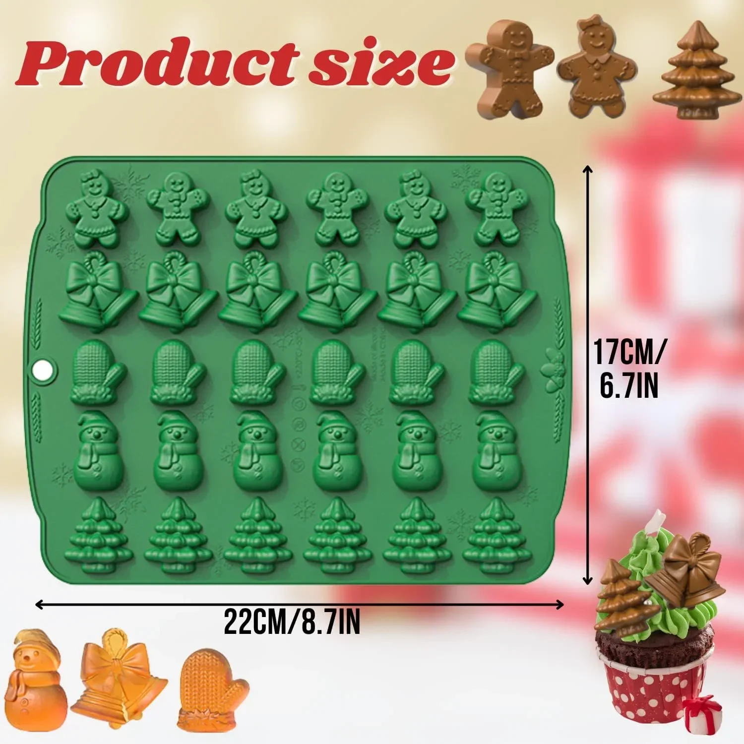 Christmas Silicone Chocolate Mould 5 in 1 BPA Free Biscuit Baking Moulds Candy Fudge Moulds