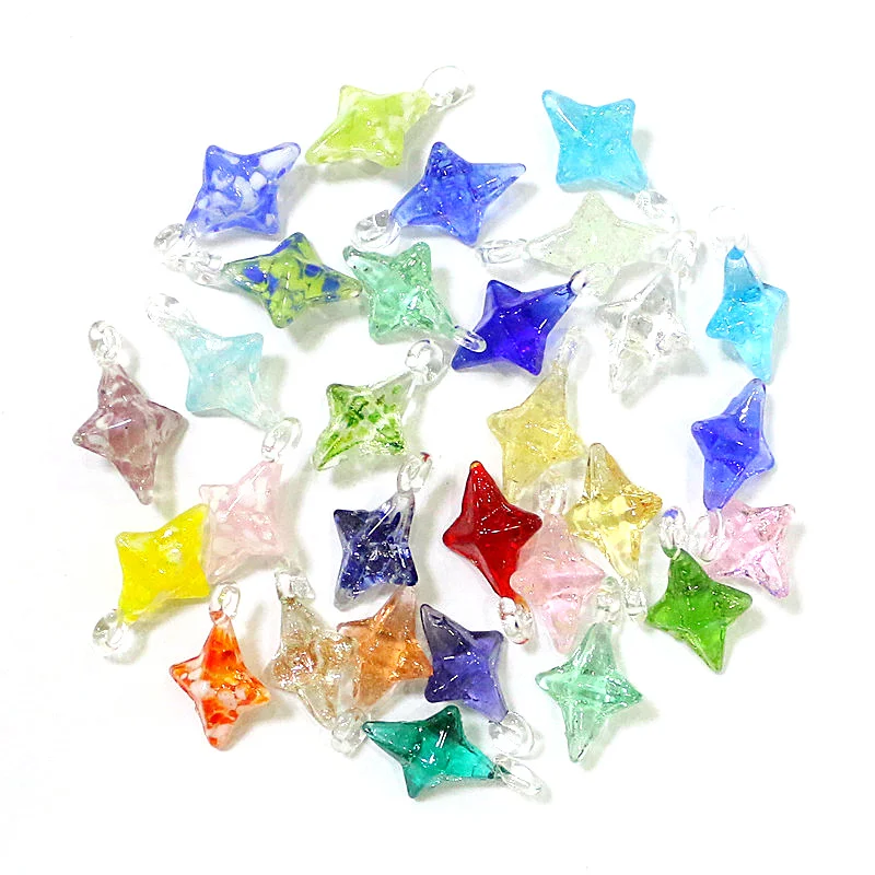 

6pcs Custom Colorful Mini Glass Star Shaped Charm Pendant Fashion DIY Girls Women's Jewelry Earrings Bracelet Making Accessories
