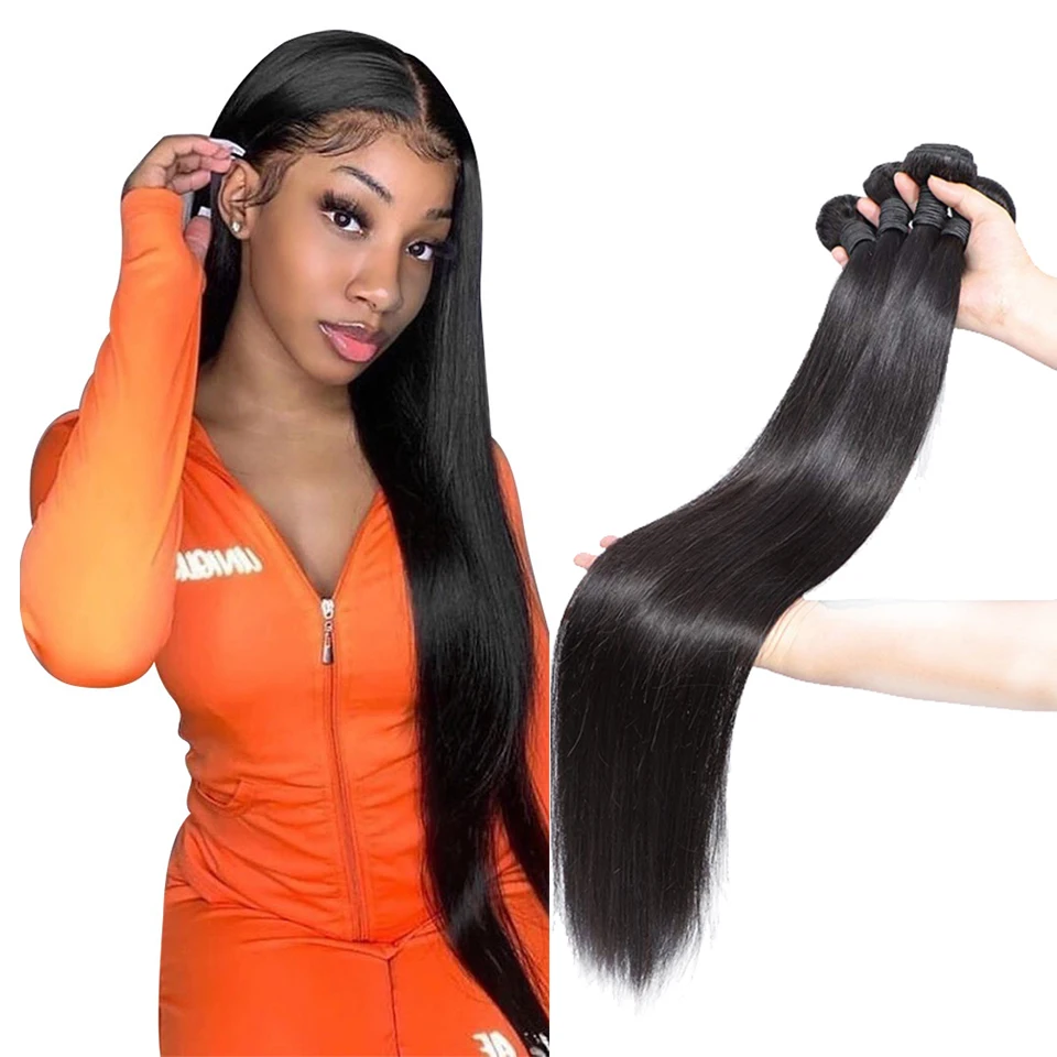 ROBODAY Brazilian Hair Straight Human Hair Bundles 12 inch Human Hair Bone Straight Hair Bundles