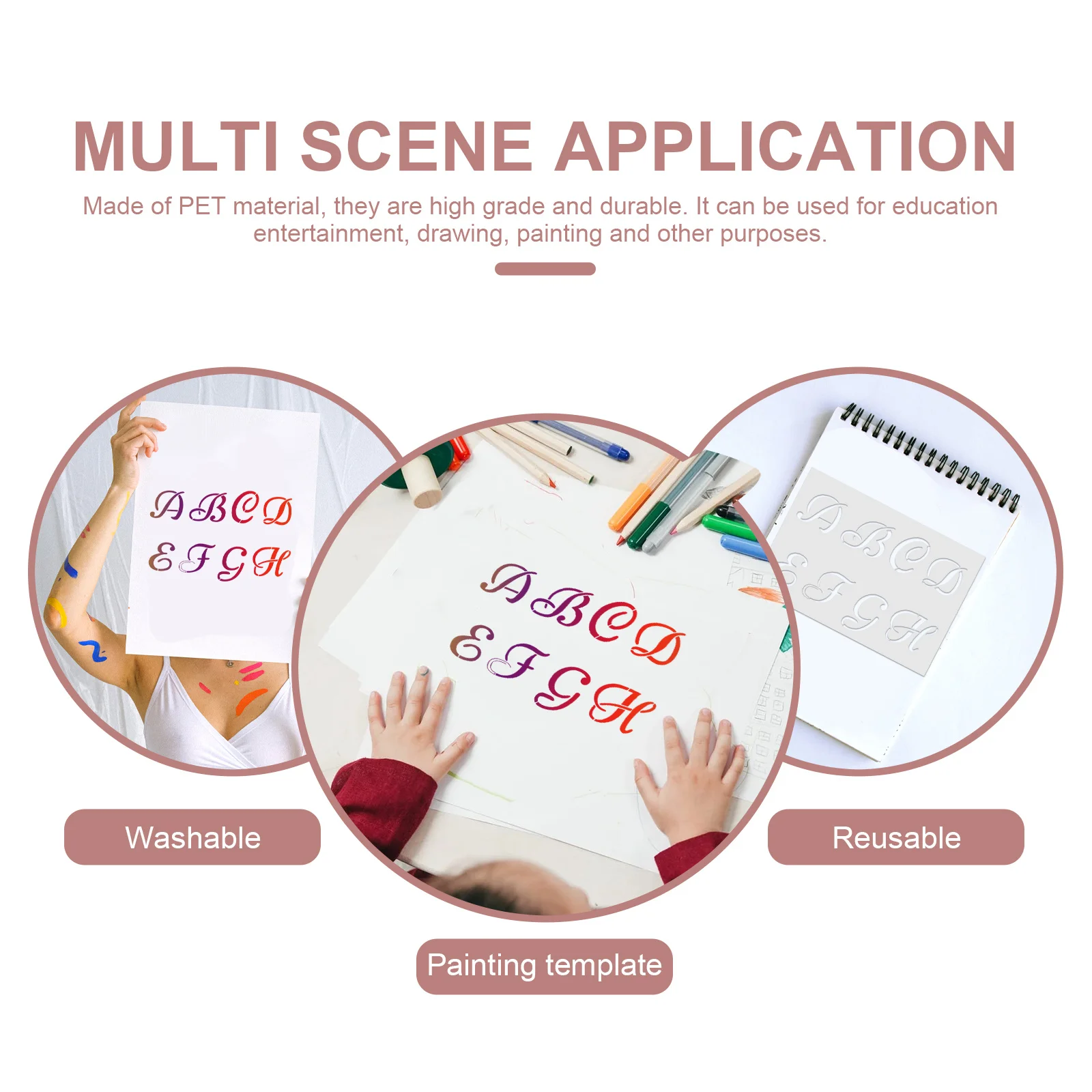 40pcs Painting Stencils Reusable Hollow Diy Template For Wall Art Craft Kids Letter Number Pattern Drawing Supplies Decor