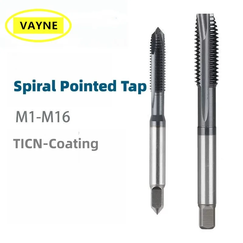 VAYNE HSSE American Spiral Pointed Tap with TICN UNC UNF 2-56 6-32 10-24 8-32 1/4 1/2 5/8 9/16 7/16Machine Screw Fine Thread Tap