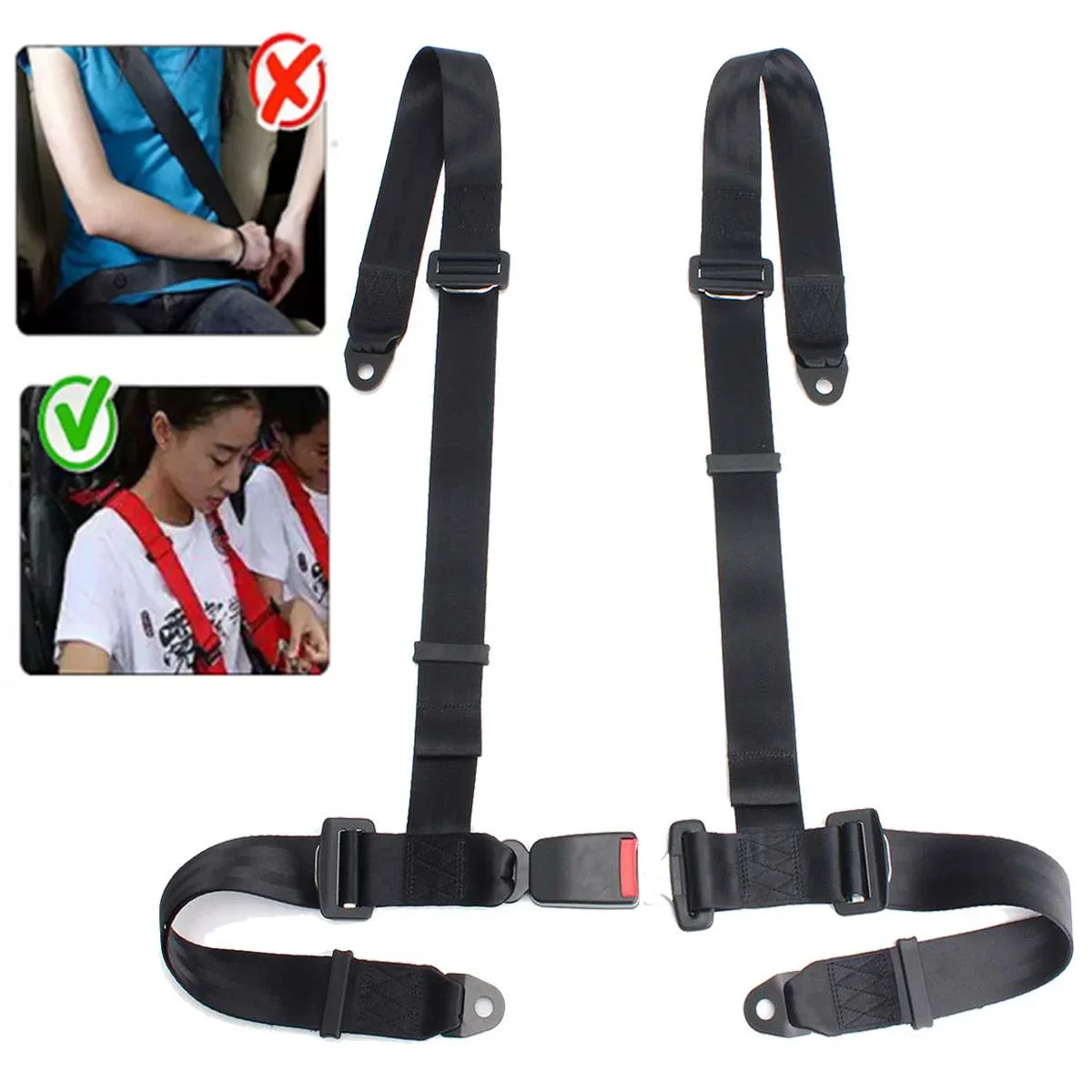 

Black Red Car Safety Racing Seat Belt Sports Racing Harness w/ 3 4 Point Fixing Mounting Quick Release Nylon Accessories