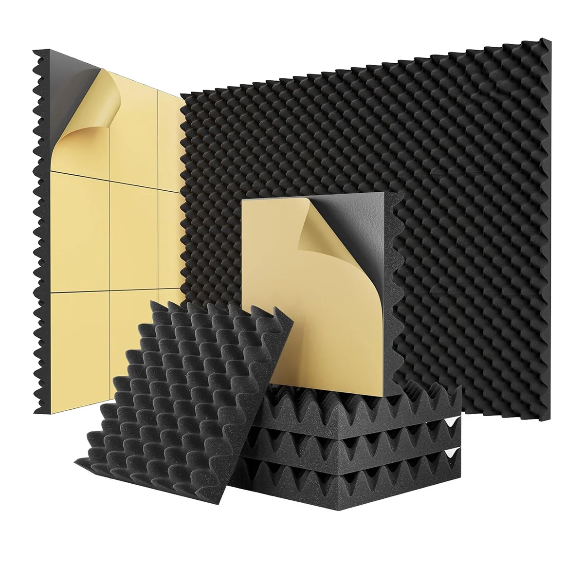 24 Pack Self Adhesive Egg Crate Sound Proof Foam Panels 2x12x12Inch, Acoustic Foam for Home & Studios