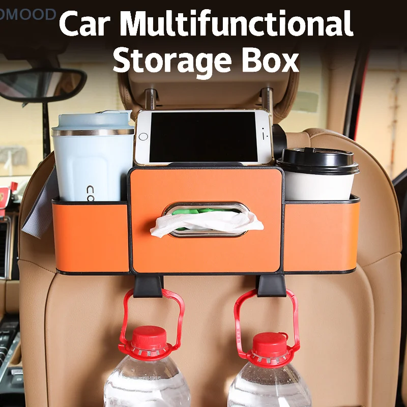 منظم المقعد الخلفي للسيارة، حقيبة تخزين داخلية جلدية متعددة الوظائف، مقعد معلق، حامل أكواب الماء، ملحقات السيارات