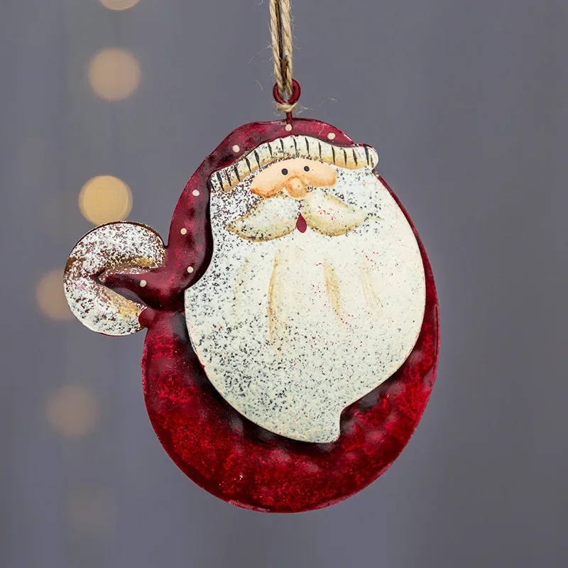 New Year 2024 Christmas Pendant Xmas Tree Decorations Hanging Metal Ornaments DIY Santa Claus Snowman Party Kids Toys Gift Xmas